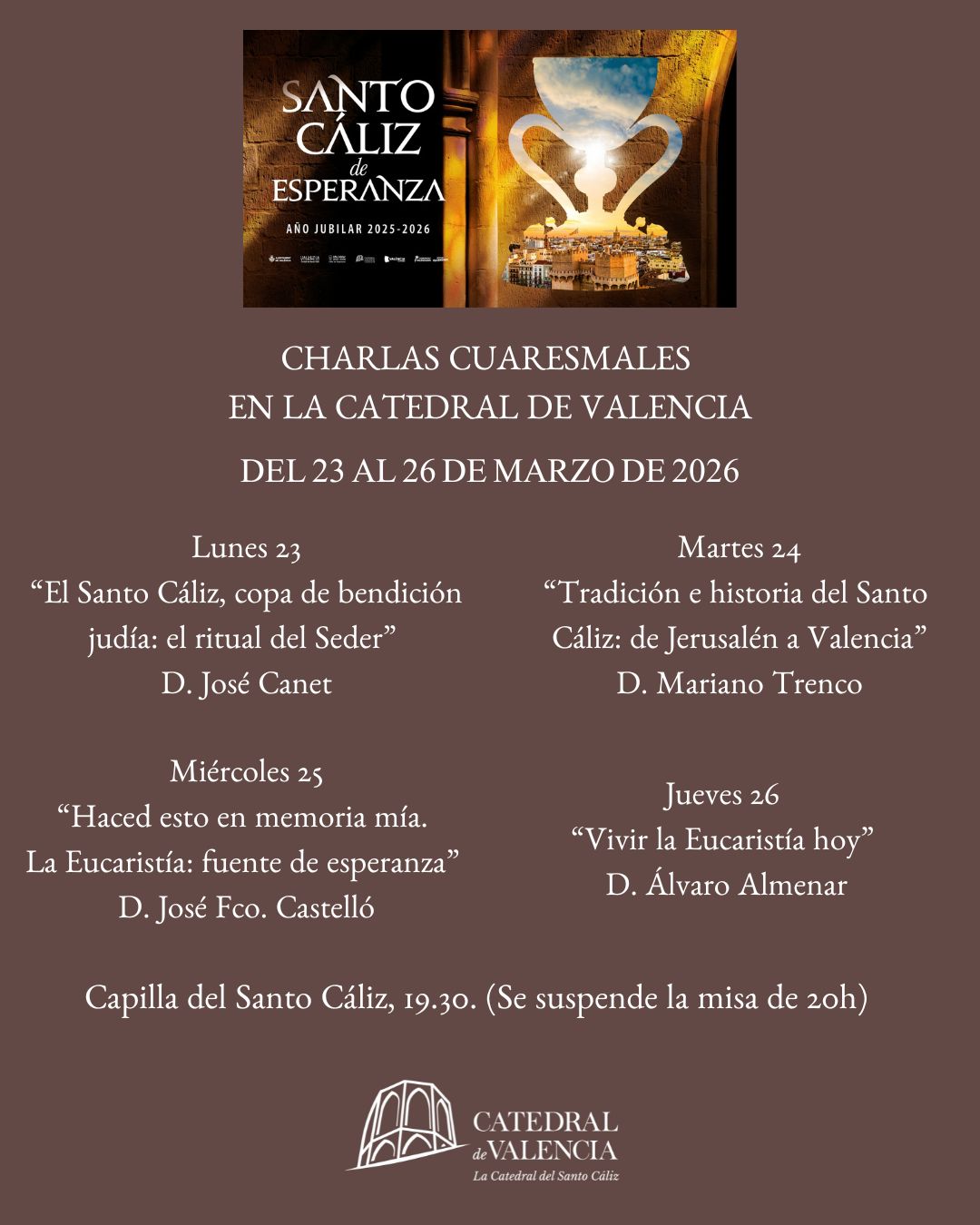 Charlas cuaresmales en la Catedral sobre el Santo Cáliz